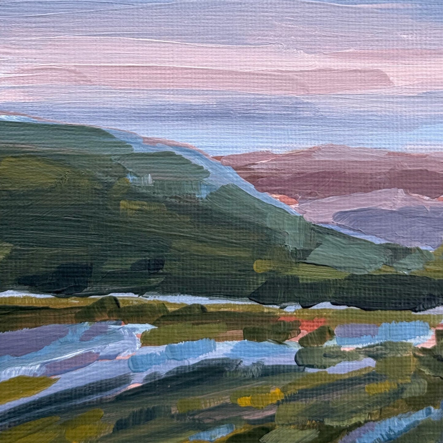 ’A Still Night’ Original Painting || 5x7 - Night Sky Mountain - abstract - Acrylic - Artwork - Blue Ridge Mountains