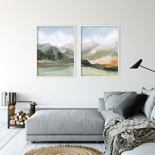 ’Autumn Dance’ Diptych Art Print || Set of 2 - abstract - Artwork - Autumn