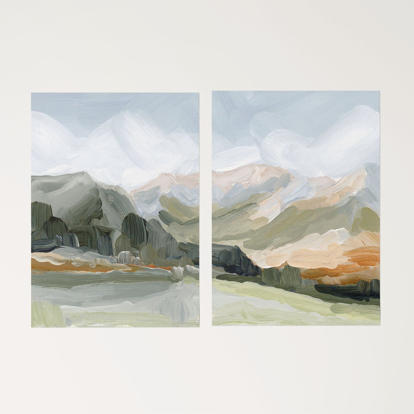 ’Autumn Dance’ Diptych Art Print || Set of 2 - Rolled Canvas / 8x10 in / No Frame - abstract - Artwork - Autumn