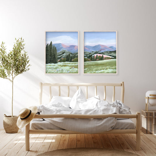 ’Basin Glow’ Diptych Art Print || Set of 2 - ’sun valley’ - abstract - Artwork