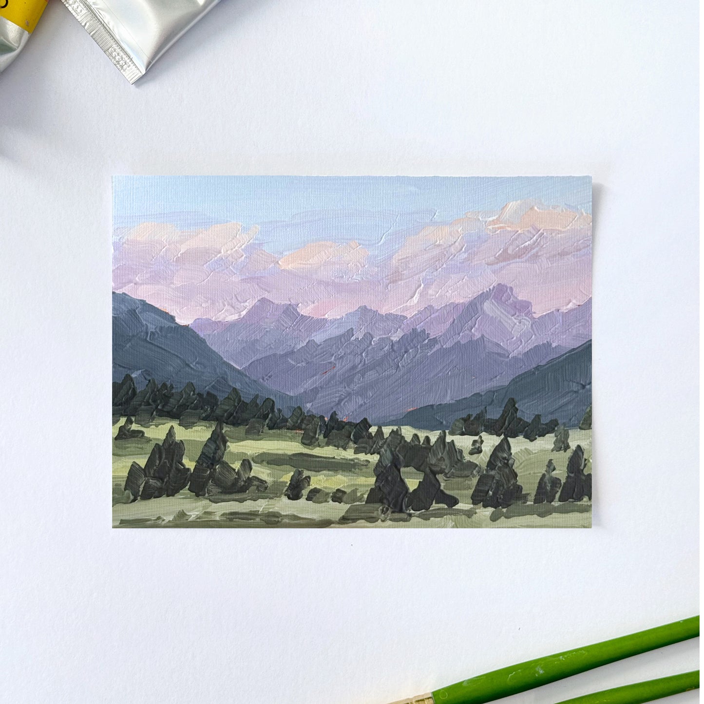 "The Sun Goes Down" Original Painting || 5x7