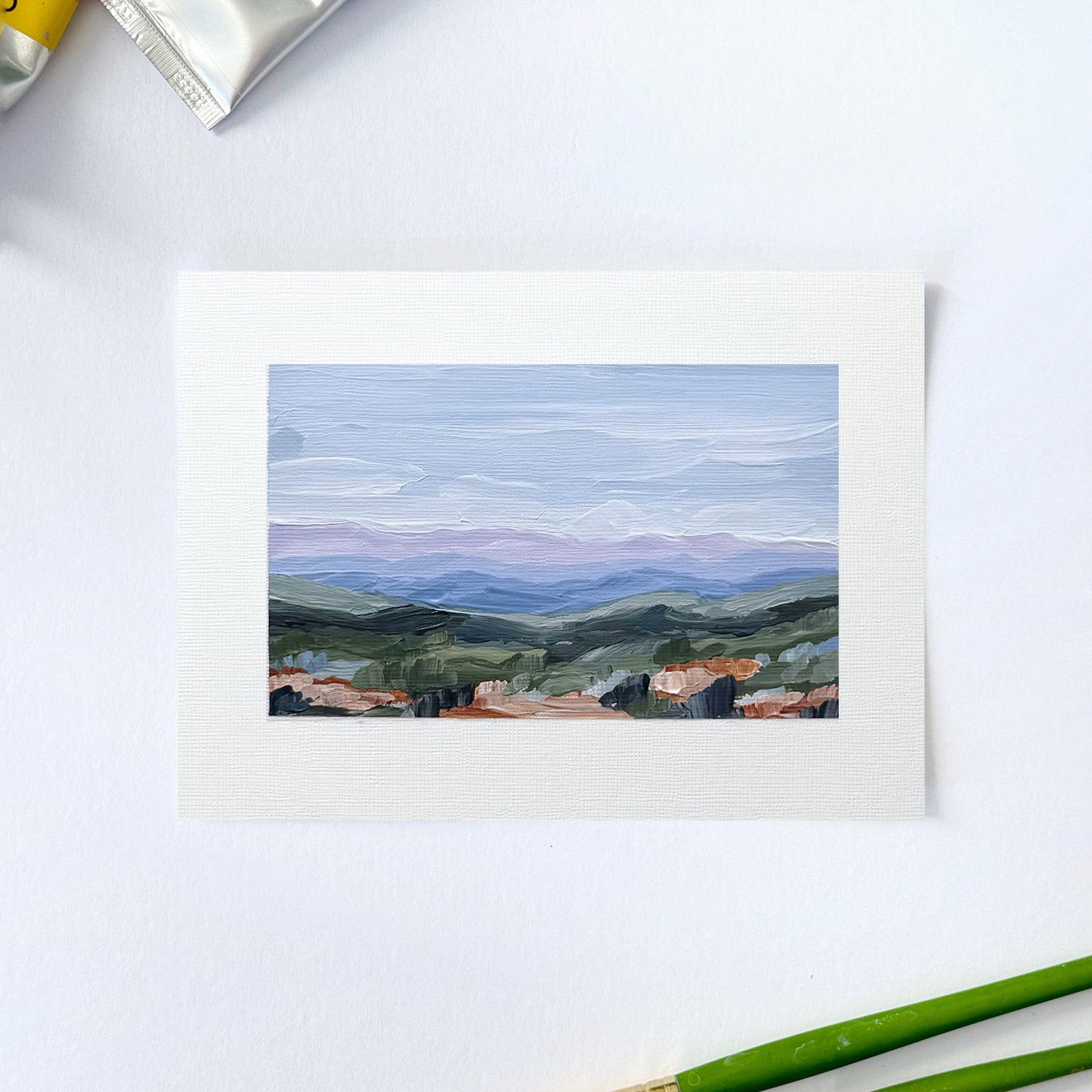 ’Blue Ridge II’ Original Painting || 5x7 - North Carolina Mountain - abstract - Acrylic - Artwork - Blue Mountains
