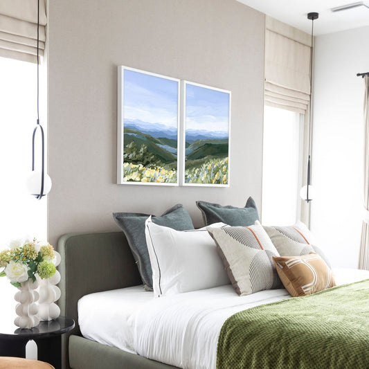 ’Blue Ridge in Bloom’ Diptych Art Print || Set of 2 - abstract - Appalachian - appalachian trail - Artwork