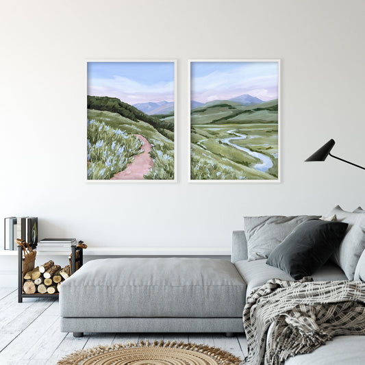 ’Brush Creek’ Diptych Art Print || Set of 2 - abstract - Artwork - Colorado - Crested Butte