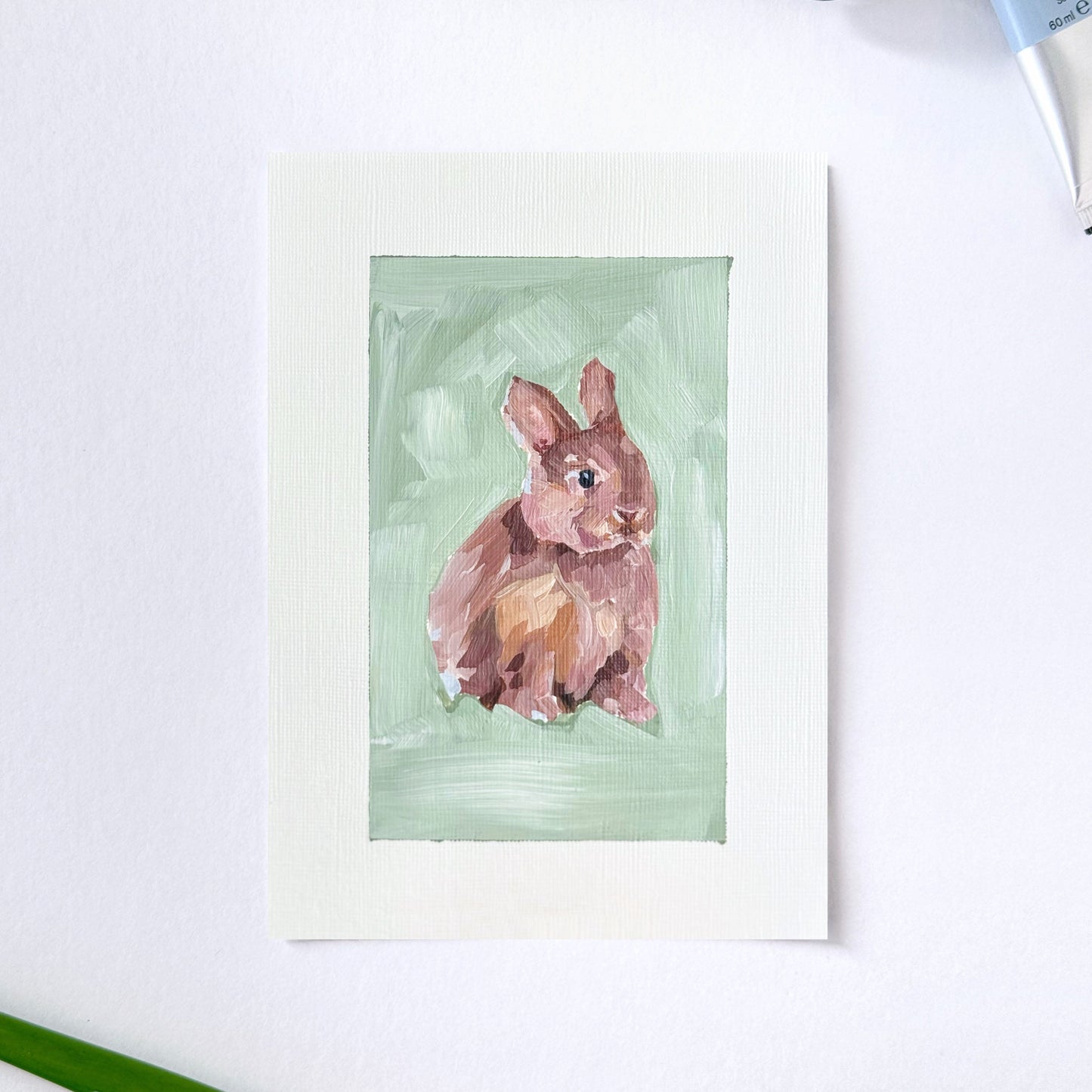 โBunny Iโ Original Painting || 5x7 - Rabbit Animal - abstract - Acrylic - animals - Artwork - bunny