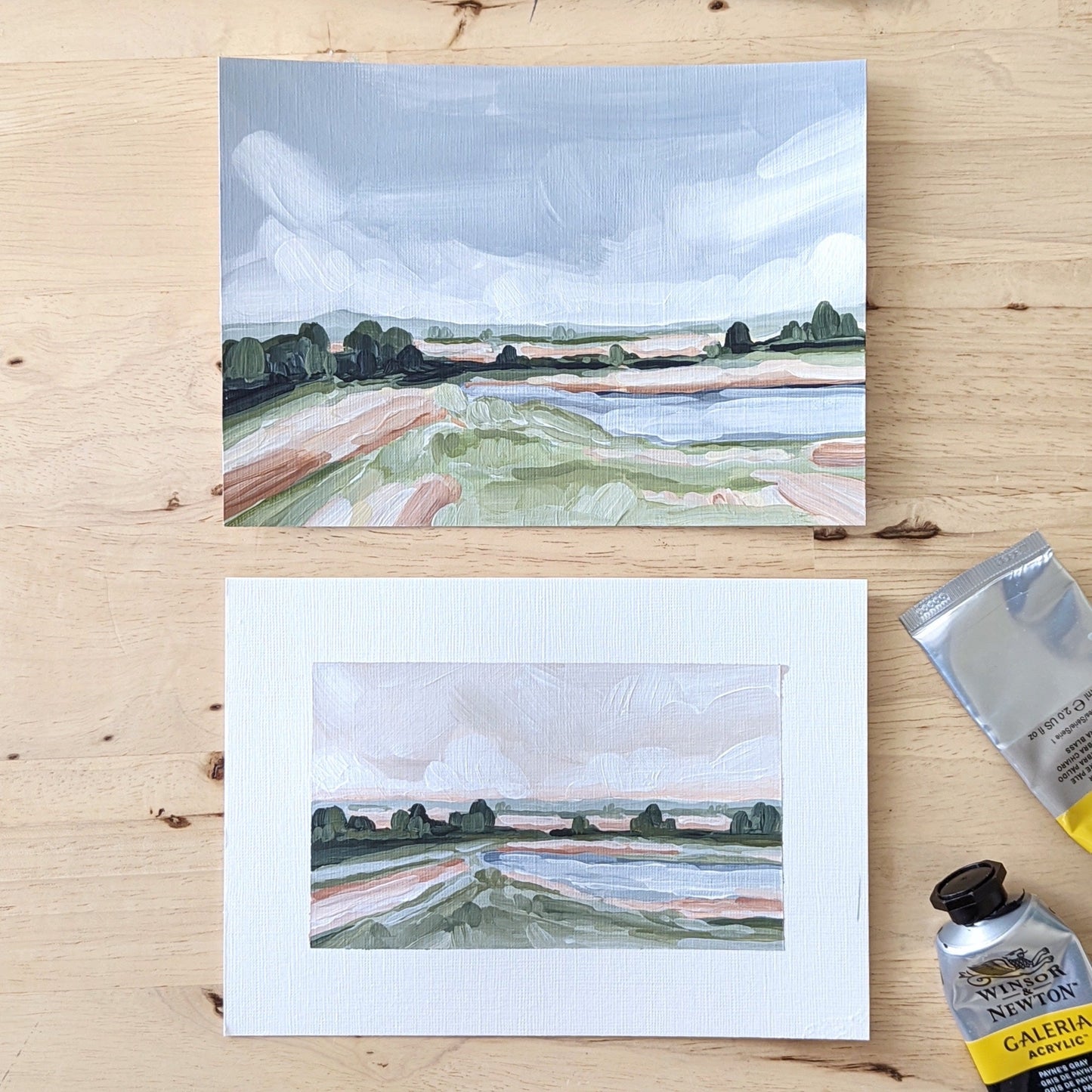 ’By the Pond’ Original Painting || 5x7 - Abstract Landscape - abstract - Acrylic - Artwork - Autumn - Fall