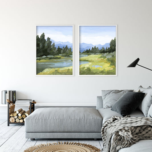 ’Canadian Rockies’ Diptych Art Print || Set of 2 - abstract - Artwork - Banff - National Park