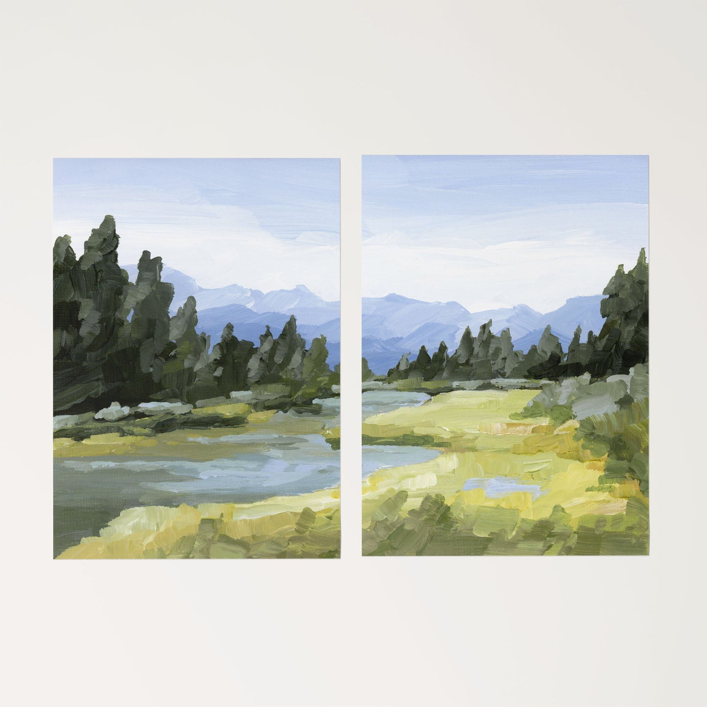 ’Canadian Rockies’ Diptych Art Print || Set of 2 - Rolled Canvas / 8x10 in / No Frame - abstract - Artwork - Banff