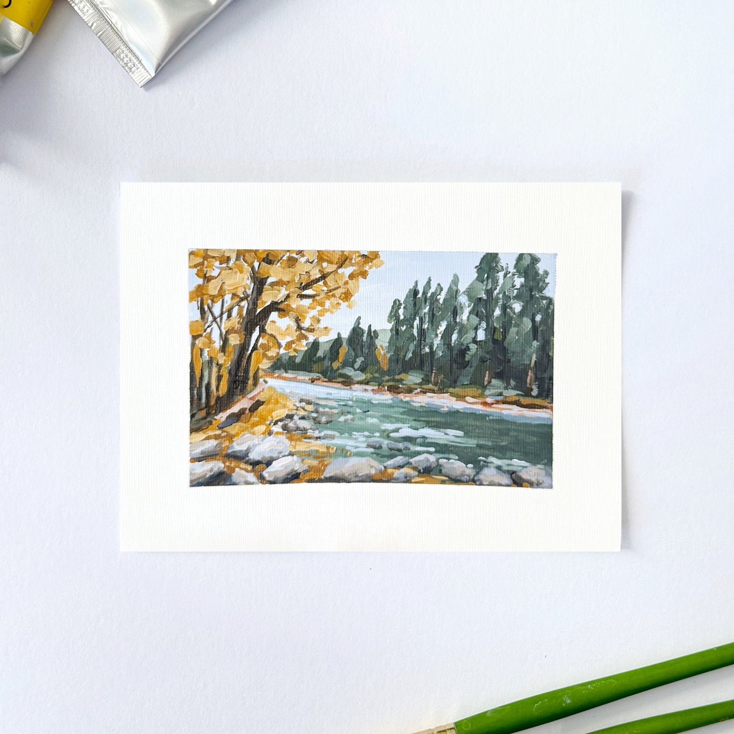 โCreekside Meanderingโ Original Painting || 5x7 - Colorado Landscape - abstract - Acrylic - Artwork - aspen trees