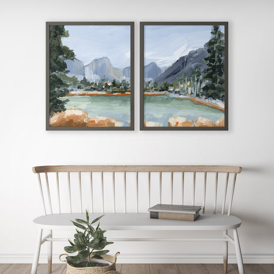 ’Delta Lake’ Diptych Art Print || Set of 2 - abstract - Artwork - Fall