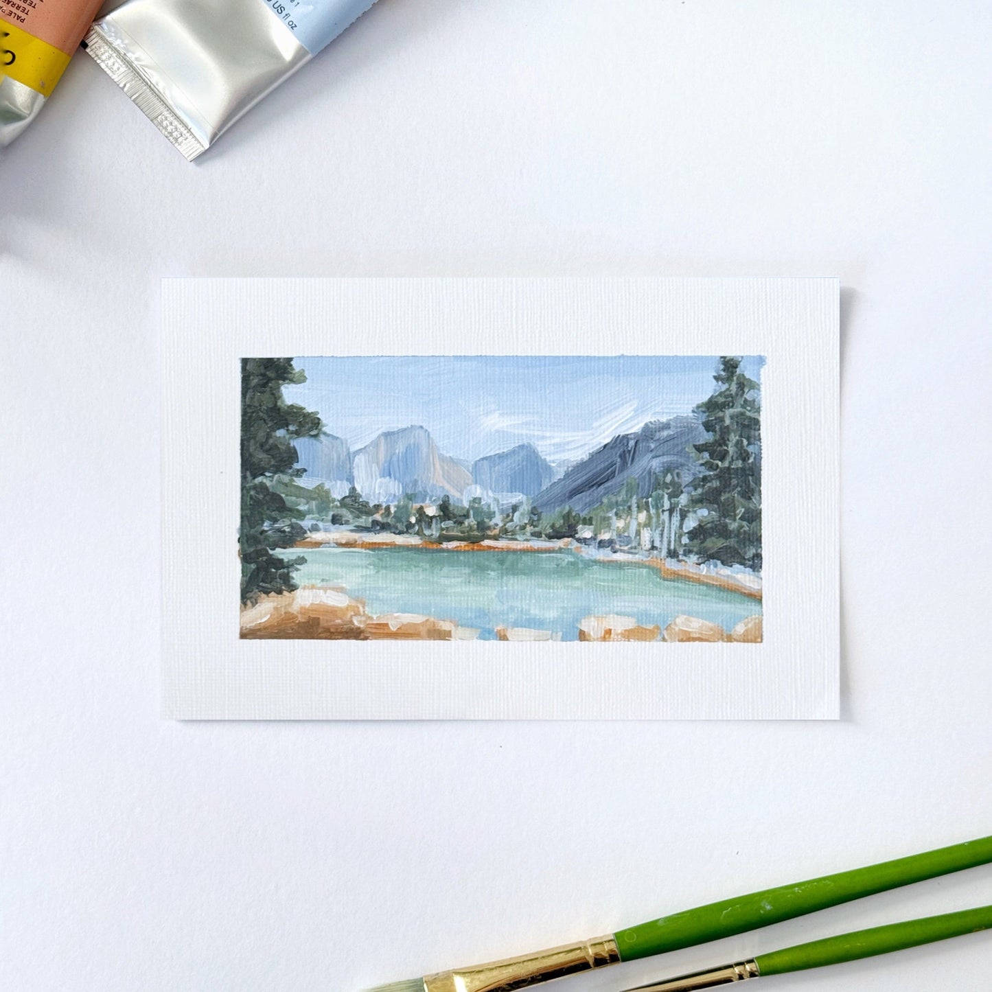 ’Delta Lake’ Original Painting || 4x6 Grand Teton Landscape abstract Acrylic Artwork National Park grand tetons