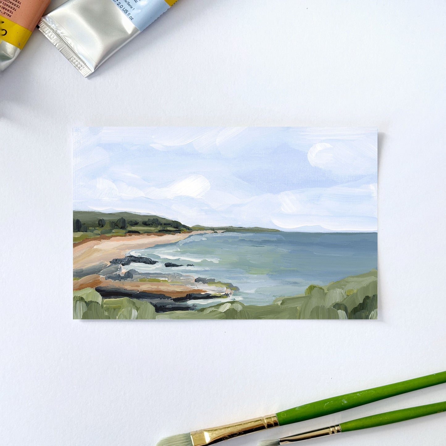 ’Diamond Head I’ Original Painting || 4x6 - Hawaii Beach - abstract - Acrylic - Artwork