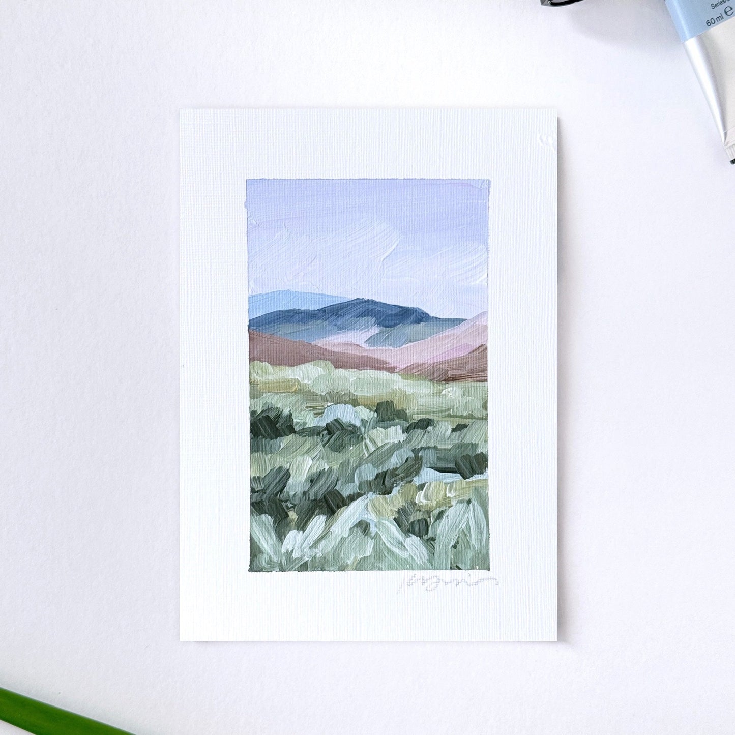 โDrive to the Springโ Original Painting || 5x7 - Yellowstone - abstract - Acrylic - Artwork - Landscape - Mountain
