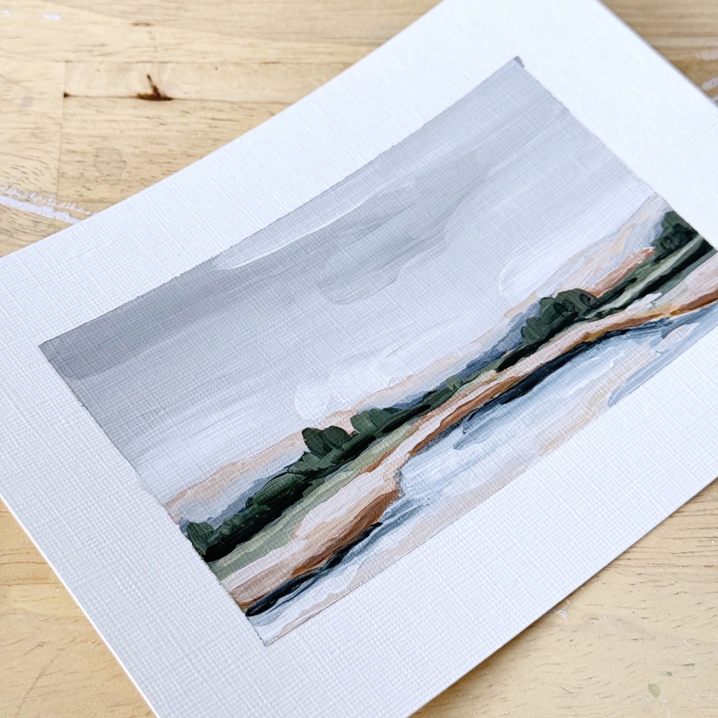 ’Dusk’ Original Painting || 5x7 - Lake Landscape - ’Almost Autumn’ - abstract - Acrylic - Artwork