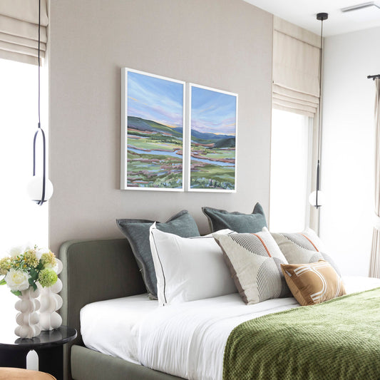 ’Eagle River’ Diptych Art Print || Set of 2 - abstract - Artwork - Colorado