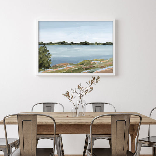 ’Family Lakehouse’ Art Print - Lake Landscape Wall - abstract - alpine - Artwork