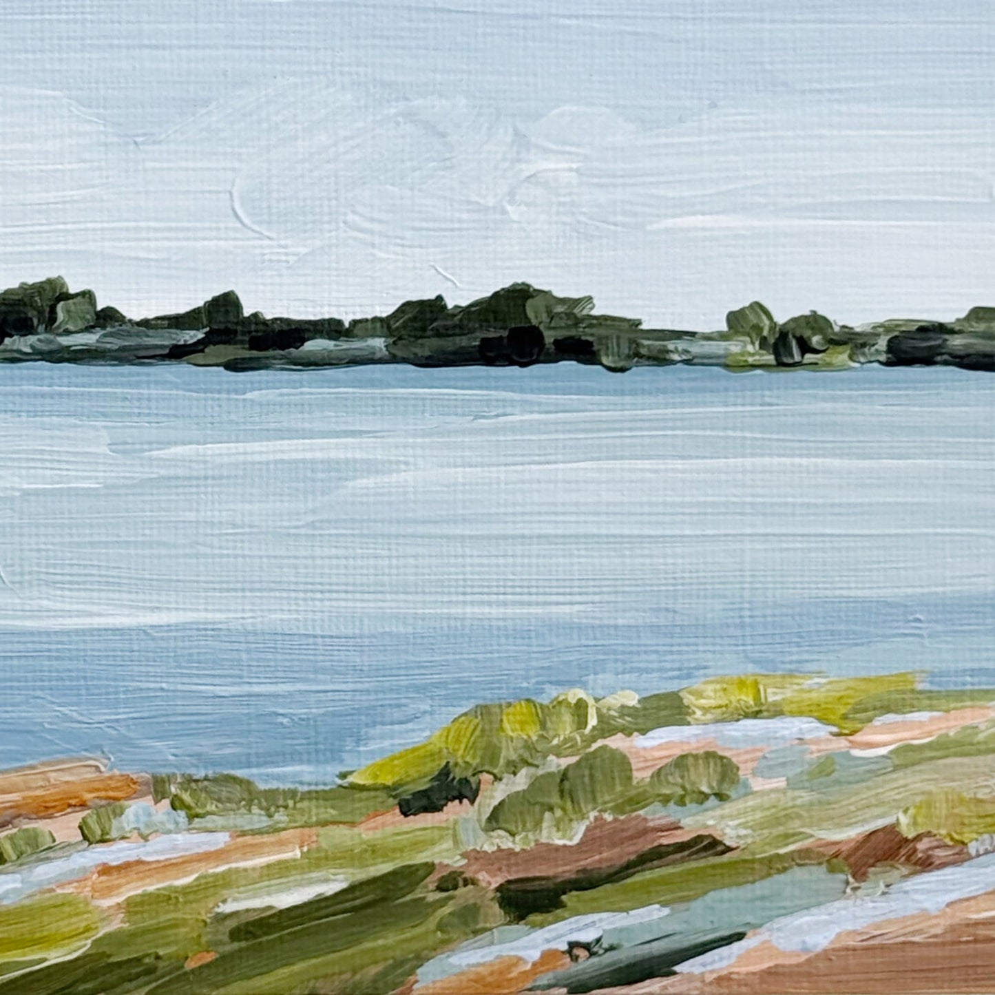 ’Family Lakehouse’ Original Painting || 5x7 - Colorful Lake - abstract - Acrylic - Artwork - Landscape