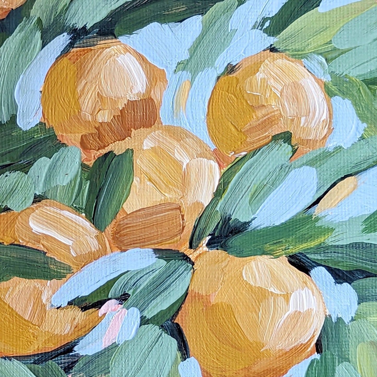 ’Florida Oranges’ Original Painting || 5x7 - Citrus Fruit - abstract - Acrylic - Artwork - botanical - citrus