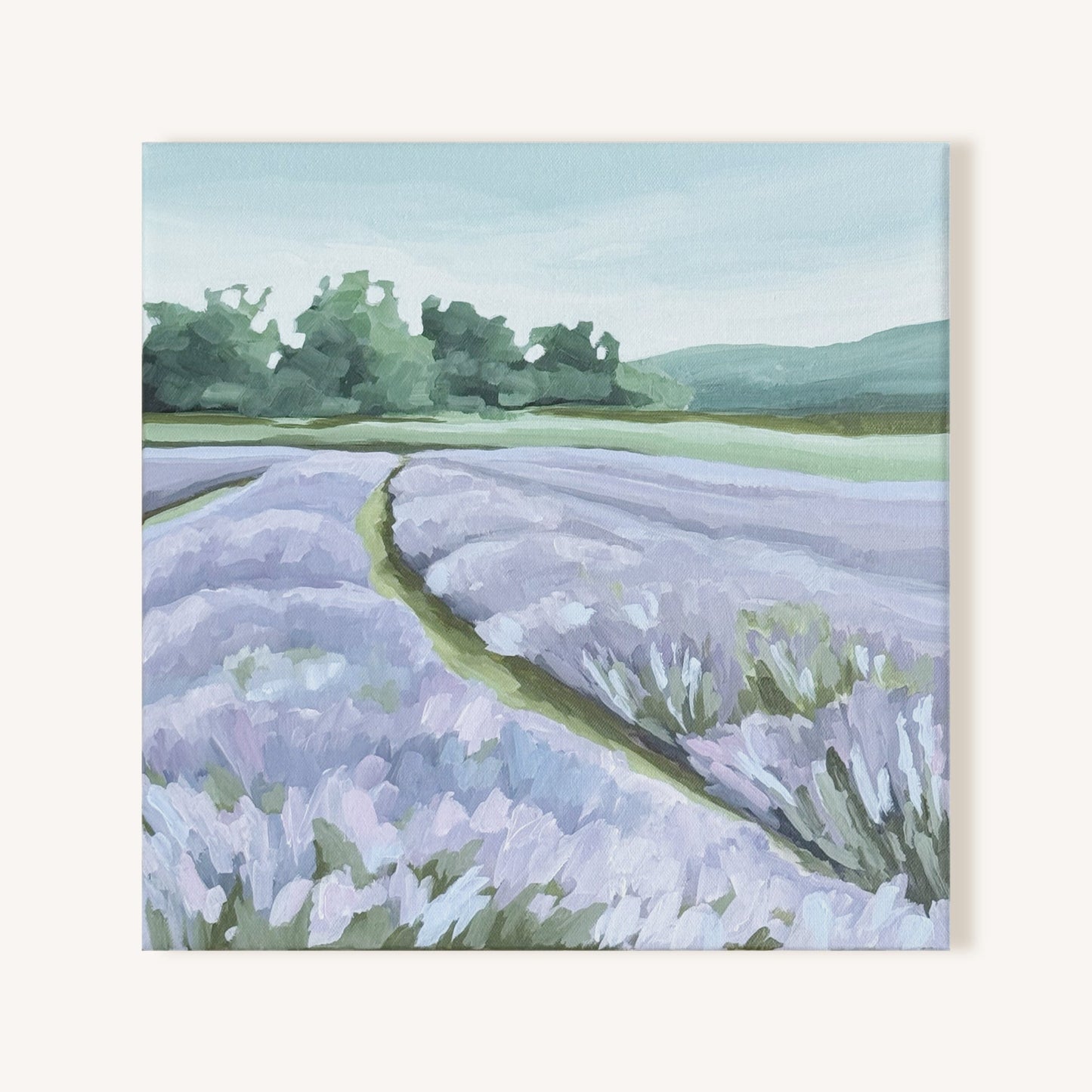 โLavender Foothillsโ Original Painting || Framed 16x16 - Utah Field Landscape - abstract - Acrylic - Artwork - Lavender