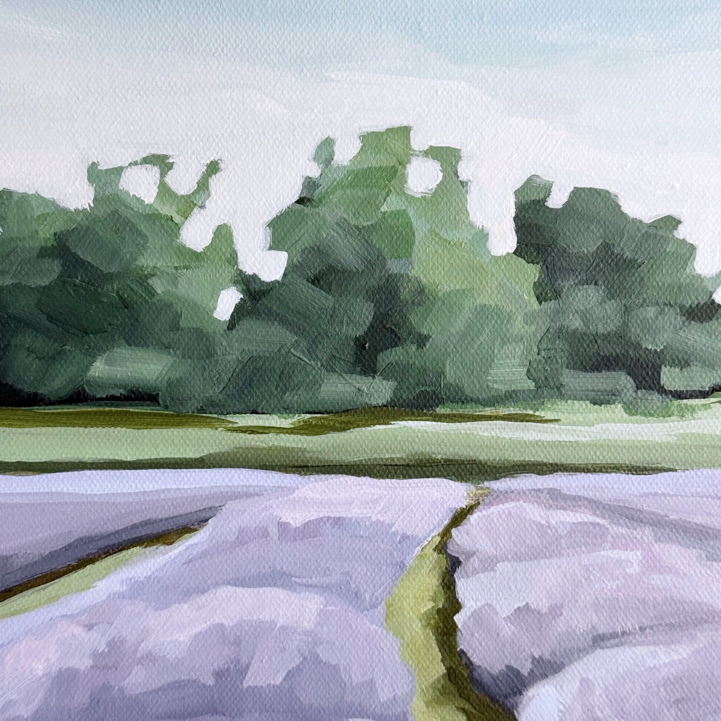 โLavender Foothillsโ Original Painting || Framed 16x16 - Utah Field Landscape - abstract - Acrylic - Artwork - Lavender