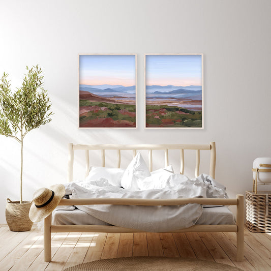 ’Morning Haze I’ Diptych Art Print || Set of 2 - abstract - Appalachian - appalachian trail - Artwork