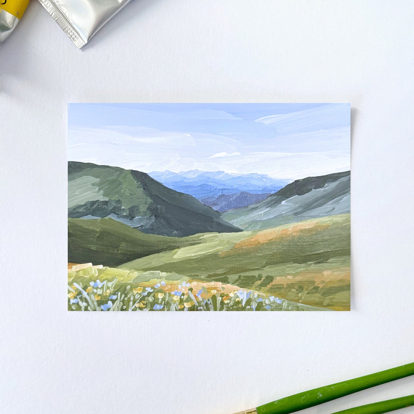 ’Mountain Town’ Original Painting || 5x7 - Sun Valley Idaho Wall Art - ’pioneer mountains’ - ’sun valley’ - abstract