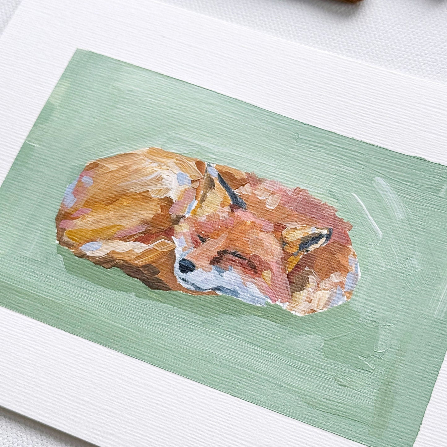 โNapping Foxโ Original Painting || 5x7 - Fox Animal - abstract - Acrylic - animals - Artwork - fox