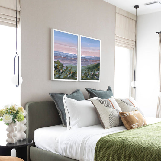 ’Nightfall’ Diptych Art Print || Set of 2 - abstract - Appalachian - appalachian trail - Artwork