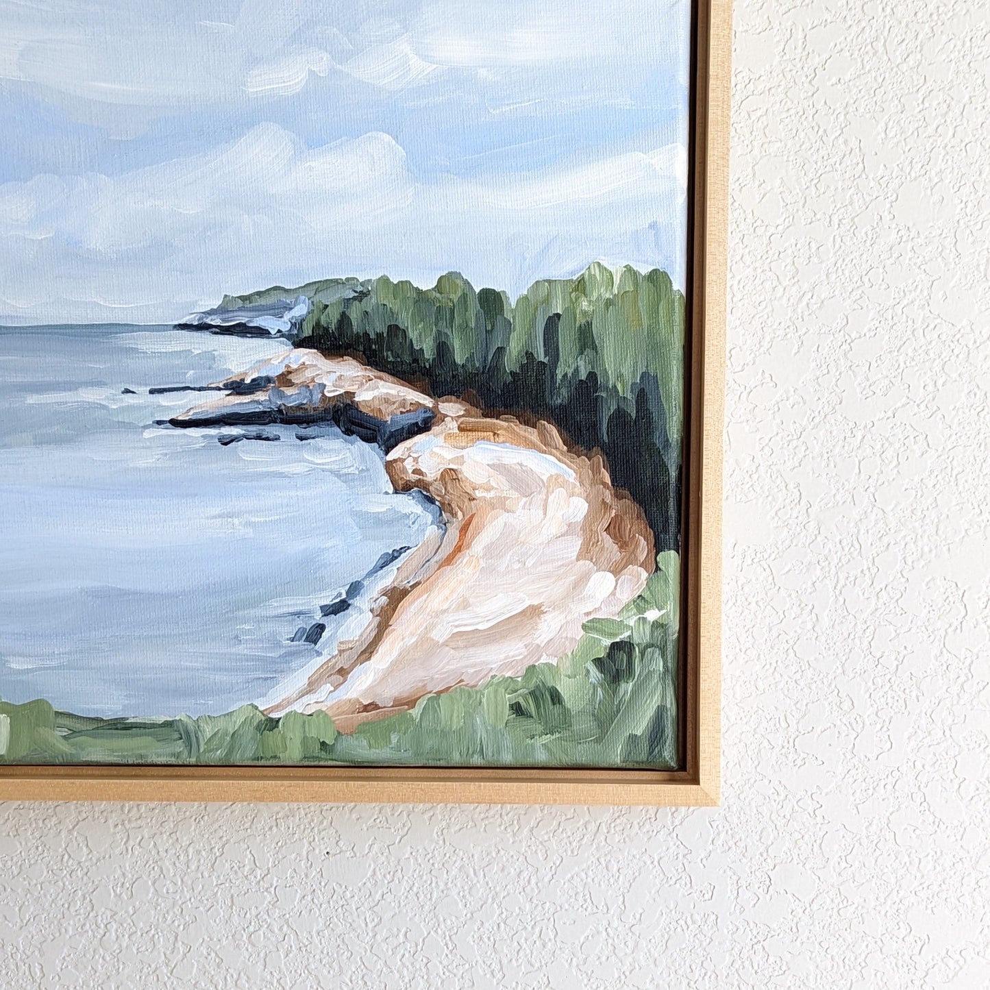 ’Ocean Path’ Original Painting || Framed 10x10 - Maine Landscape - abstract - Acadia National Park - Acrylic - Artwork