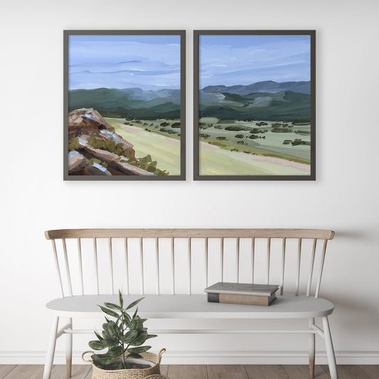 ’Overlook’ Diptych Art Print || Set of 2 - abstract - Artwork - Landscape