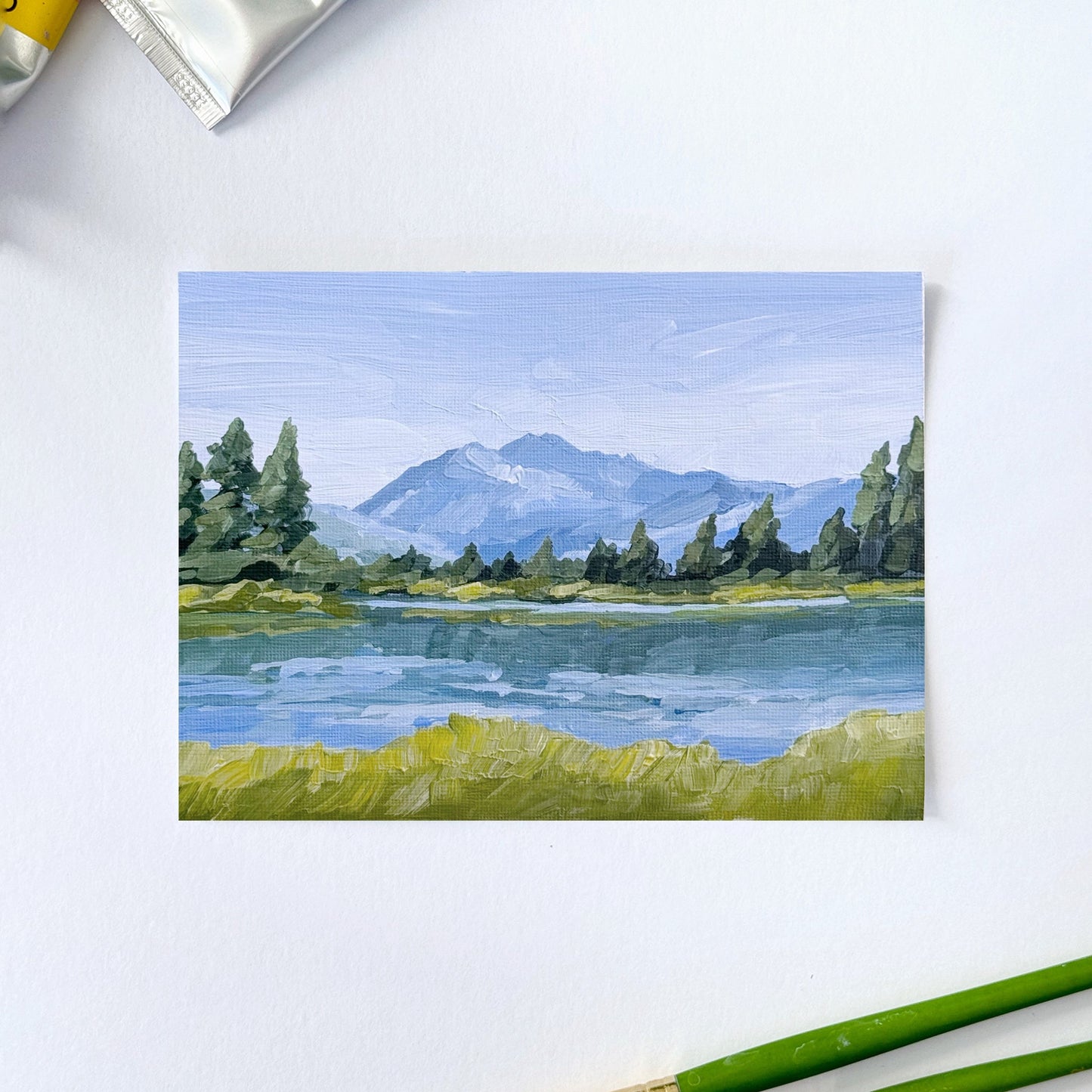 ’Picture Lake’ Original Painting || 5x7 - Washington State Landscape - ’mount shuksan’ - ’picture lake’ - abstract