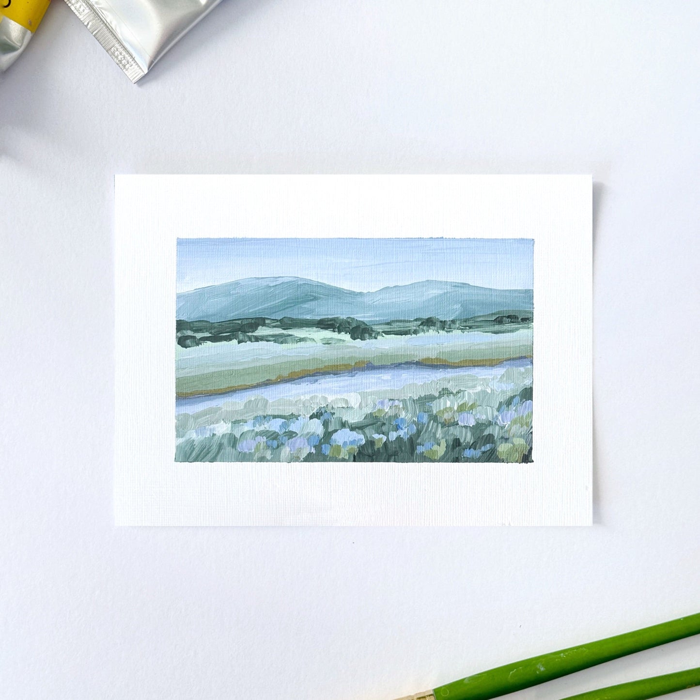 ’Sagebrush I’ Original Painting || 5x7 Colorado Landscape abstract Acrylic Artwork