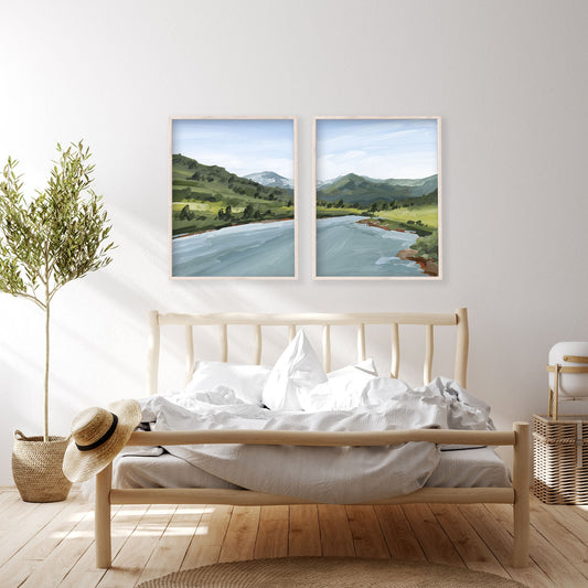 ’Slate River’ Diptych Art Print || Set of 2 - abstract - Artwork - Colorado - Crested Butte