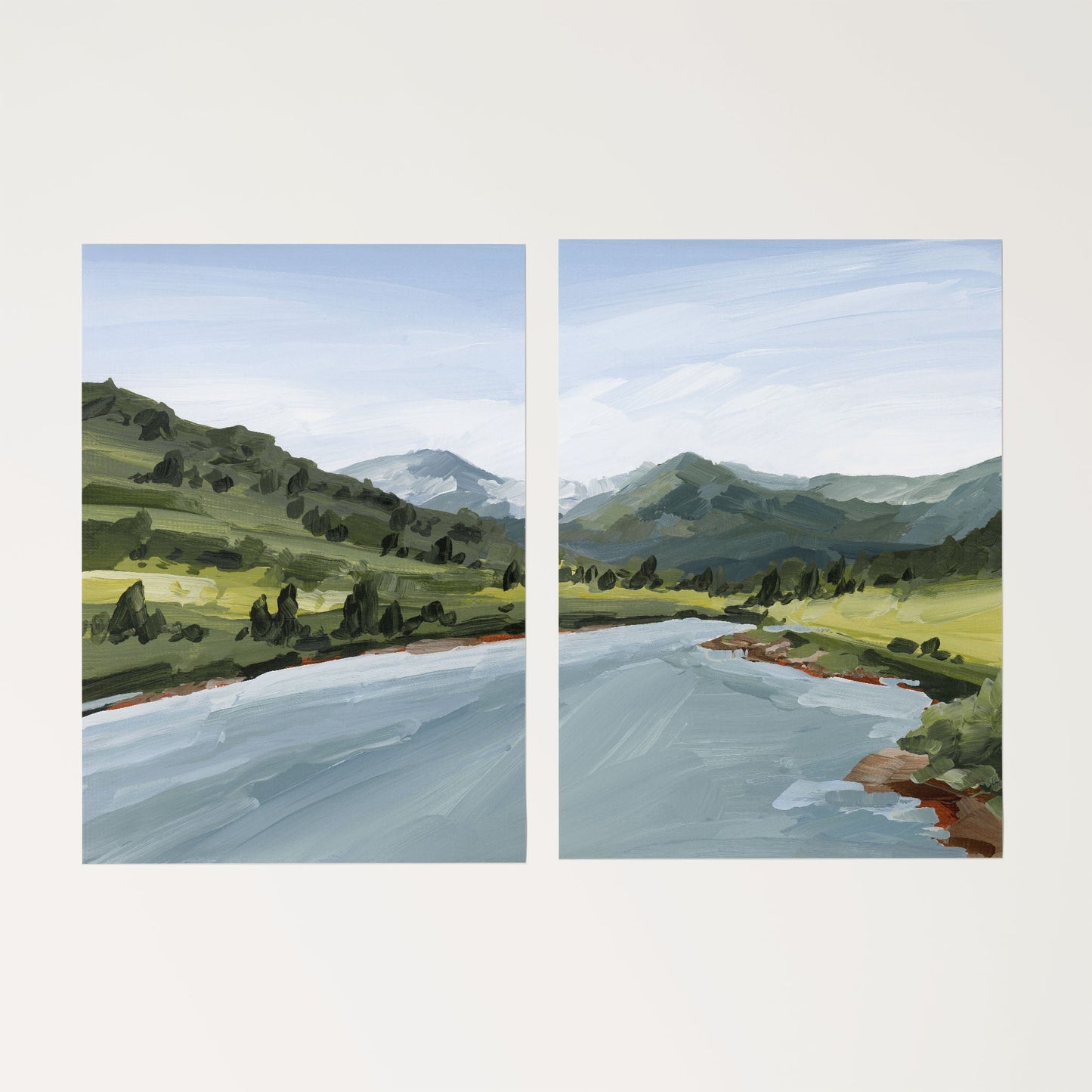 ’Slate River’ Diptych Art Print || Set of 2 - Rolled Canvas / 8x10 in / No Frame - abstract - Artwork - Colorado