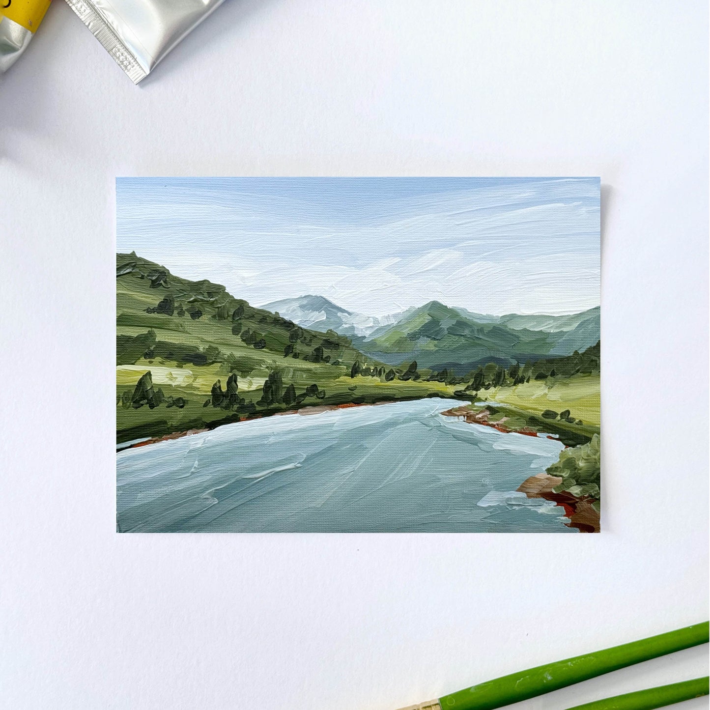 ’Slate River’ Original Painting || 5x7 - Crested Butte Landscape Wall Art - abstract - Acrylic - Artwork - Colorado