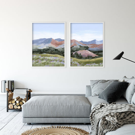 ’Sun Valley I’ Diptych Art Print || Set of 2 - ’sun valley’ - abstract - Artwork