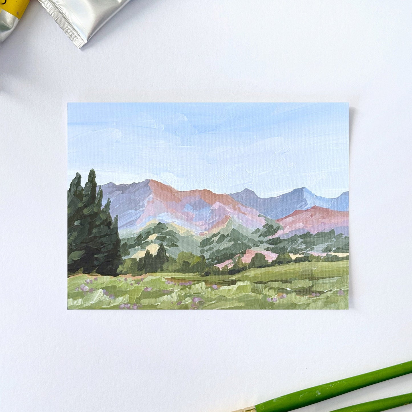āSun Valley IIā Original Painting || 5x7 - Idaho Mountain Landscape - āpioneer mountainsā - āsun valleyā - abstract