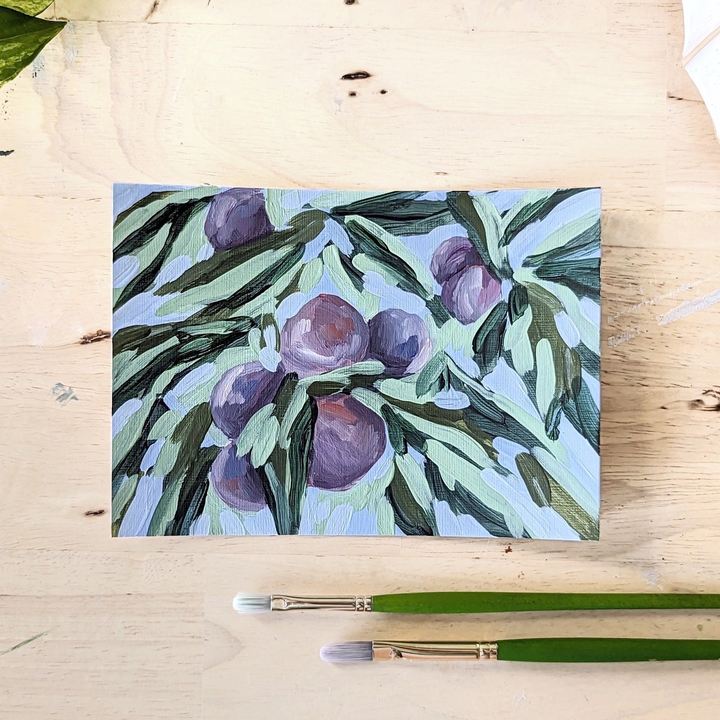 ’Sweet Plums’ Original Painting || 5x7 - Abstract Fruit - abstract - Acrylic - Artwork - botanical