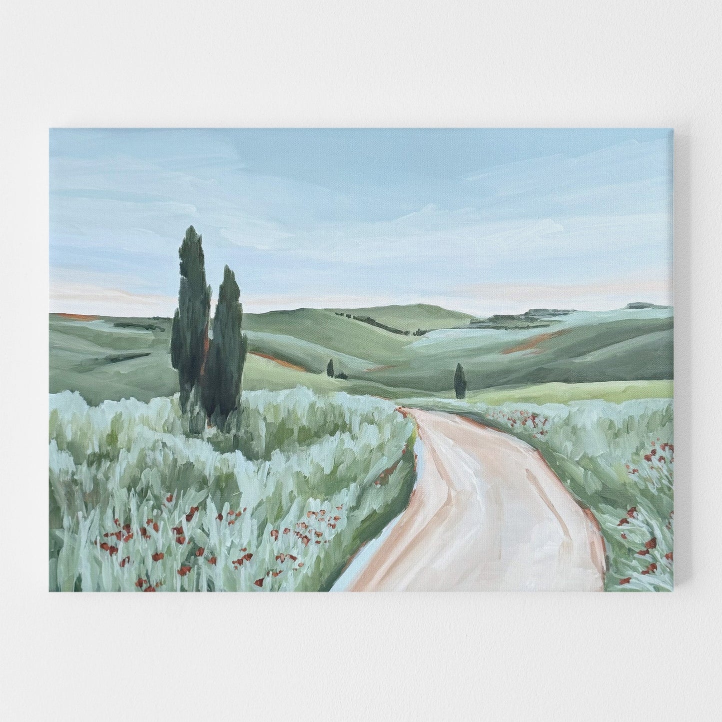 โTuscan Trailโ Original Painting || 18x24 - Italy Landscape - abstract - Acrylic - Artwork - countryside - Hill