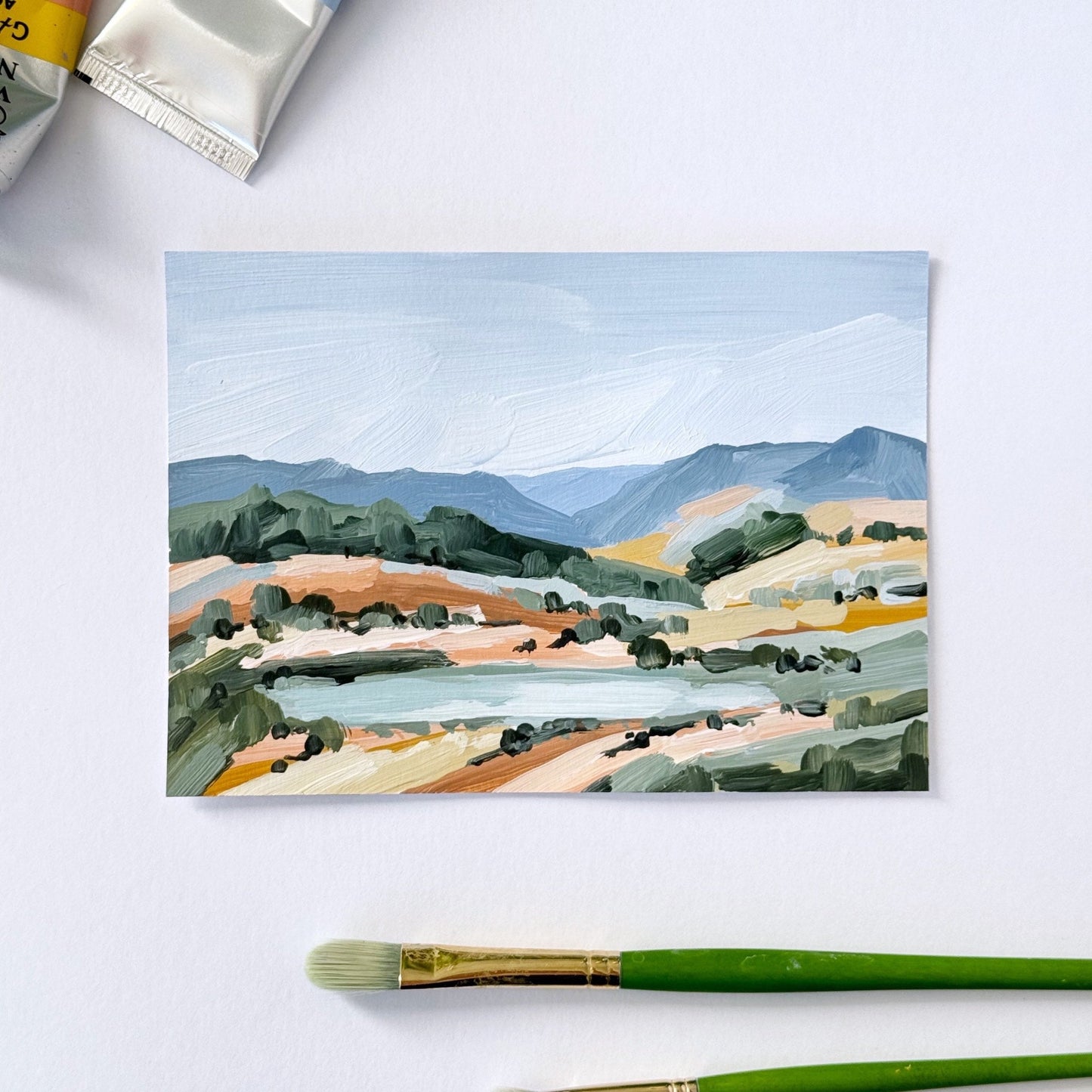 ’View From Here’ Original Painting || 5x7 - Utah Landscape - abstract - Acrylic - Artwork - Lake