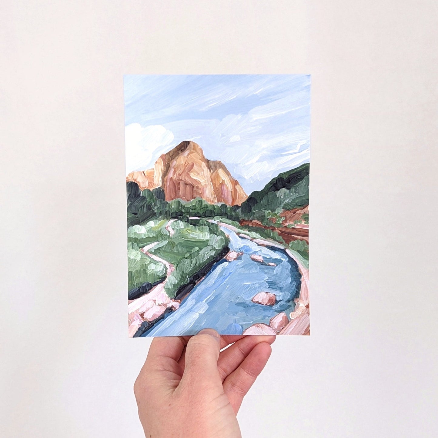 ’Virgin River’ Original Painting || 5x7 - Zion National Park - abstract - Acrylic - Artwork - Landscape - Mountain