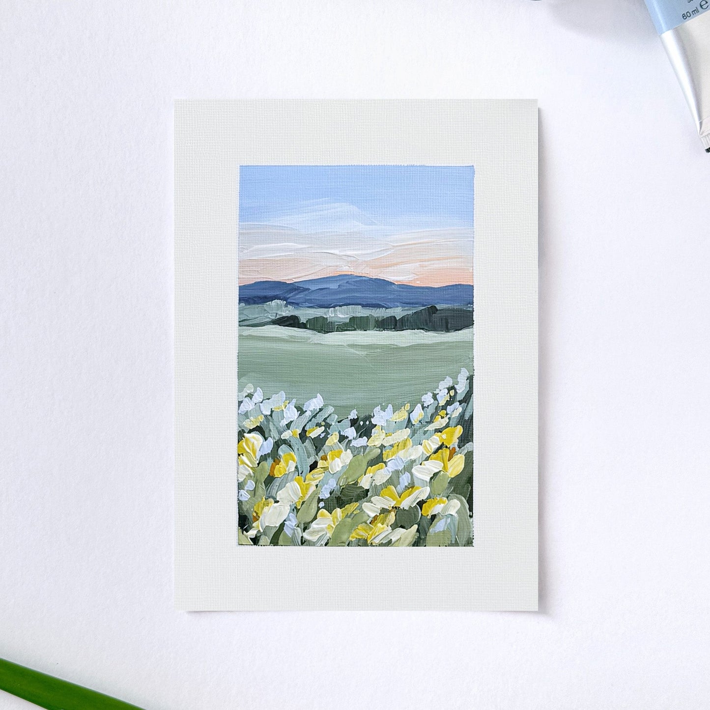 ’Yellow Fields II’ Original Painting || 5x7 - Utah Landscape - abstract - Acrylic - Artwork - Flower - Flowers
