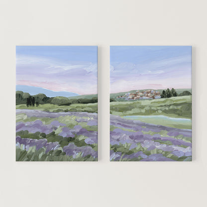 ’French Lavender’ Diptych Art Print || Set of 2 - Stretched Canvas / 8x10 in / No Frame