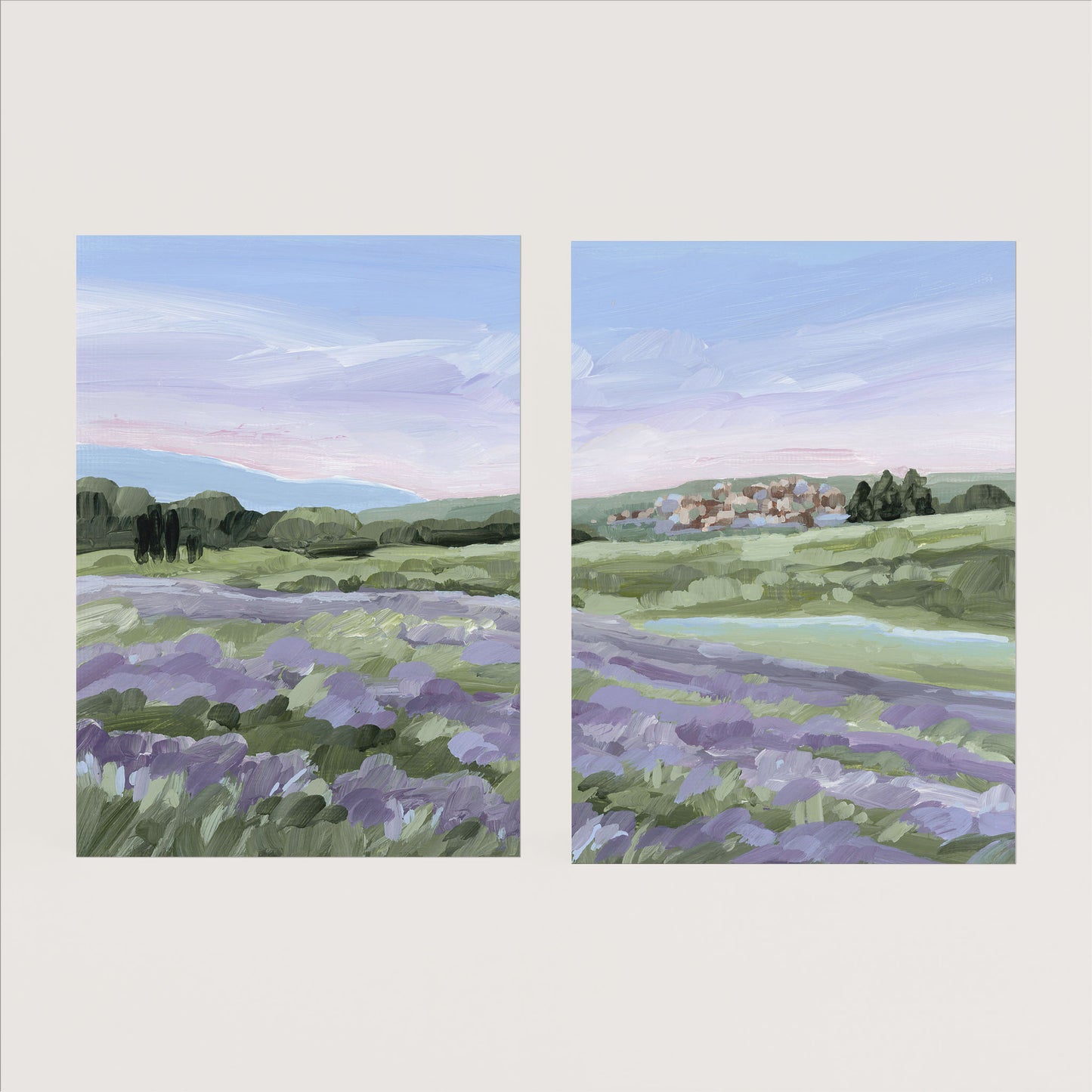 ’French Lavender’ Diptych Art Print || Set of 2 - Paper / 5x7 in / No Frame