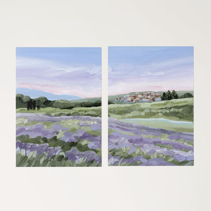 ’French Lavender’ Diptych Art Print || Set of 2 - Rolled Canvas / 8x10 in / No Frame