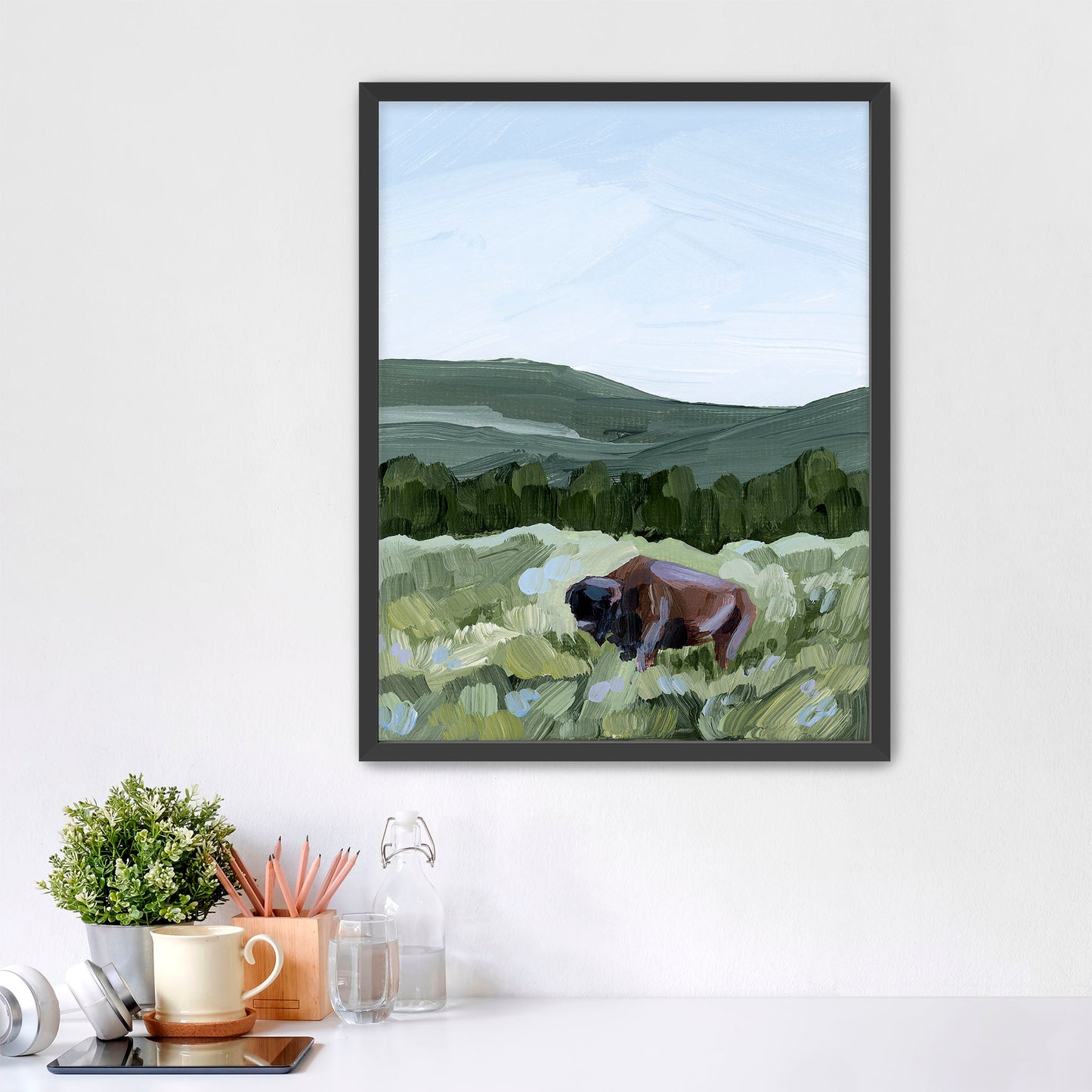 "Grazing in Yellowstone" Art Print - Katie Garrison Art