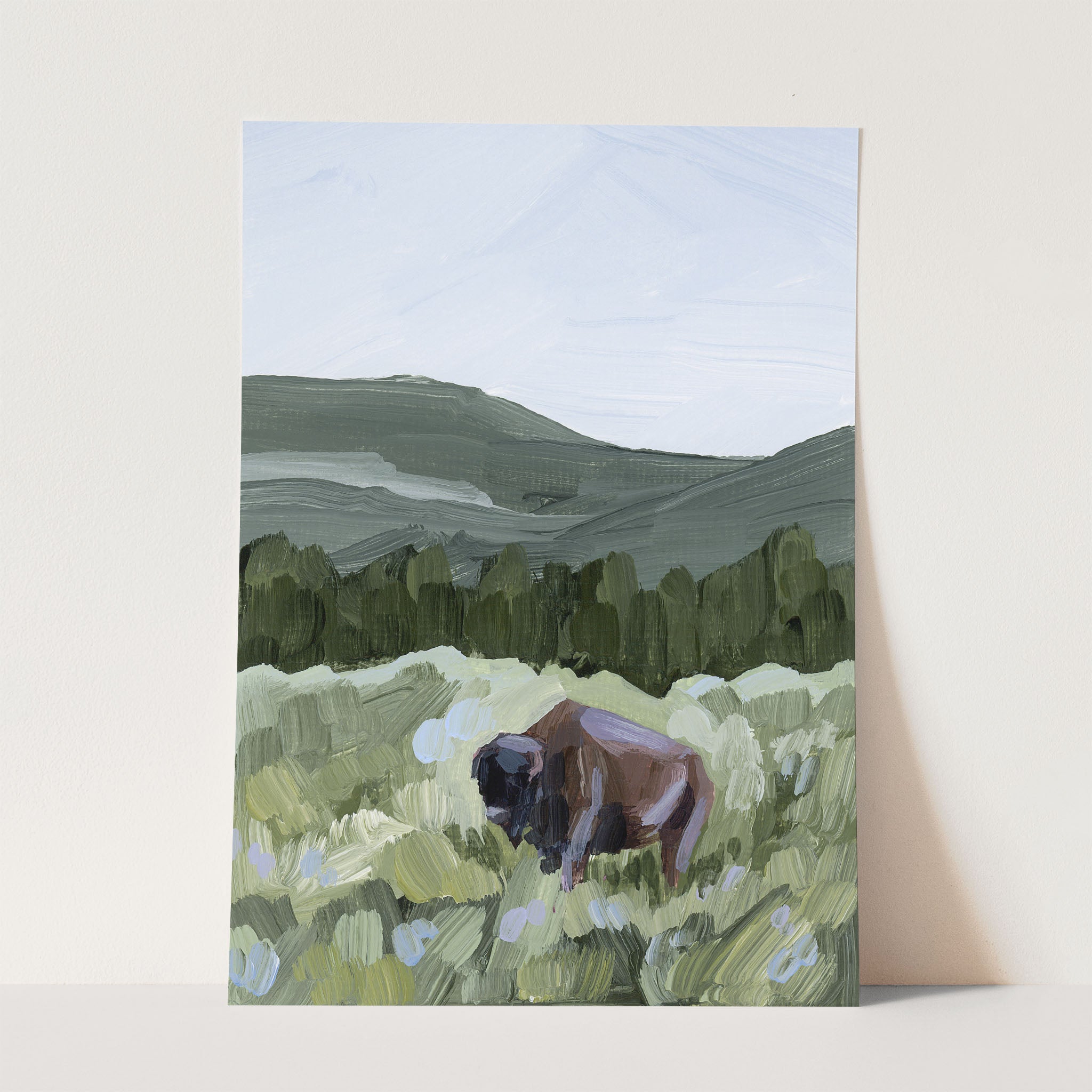 ’Grazing in Yellowstone’ Art Print - Paper / 5x7 / No Frame