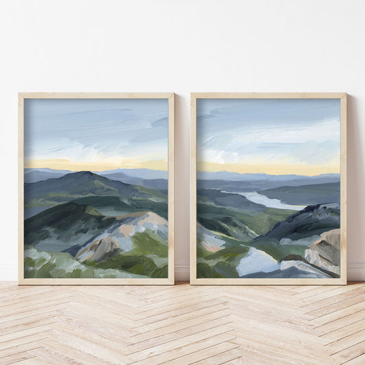 "Peaks and Valleys I" Diptych Art Print || Set of 2