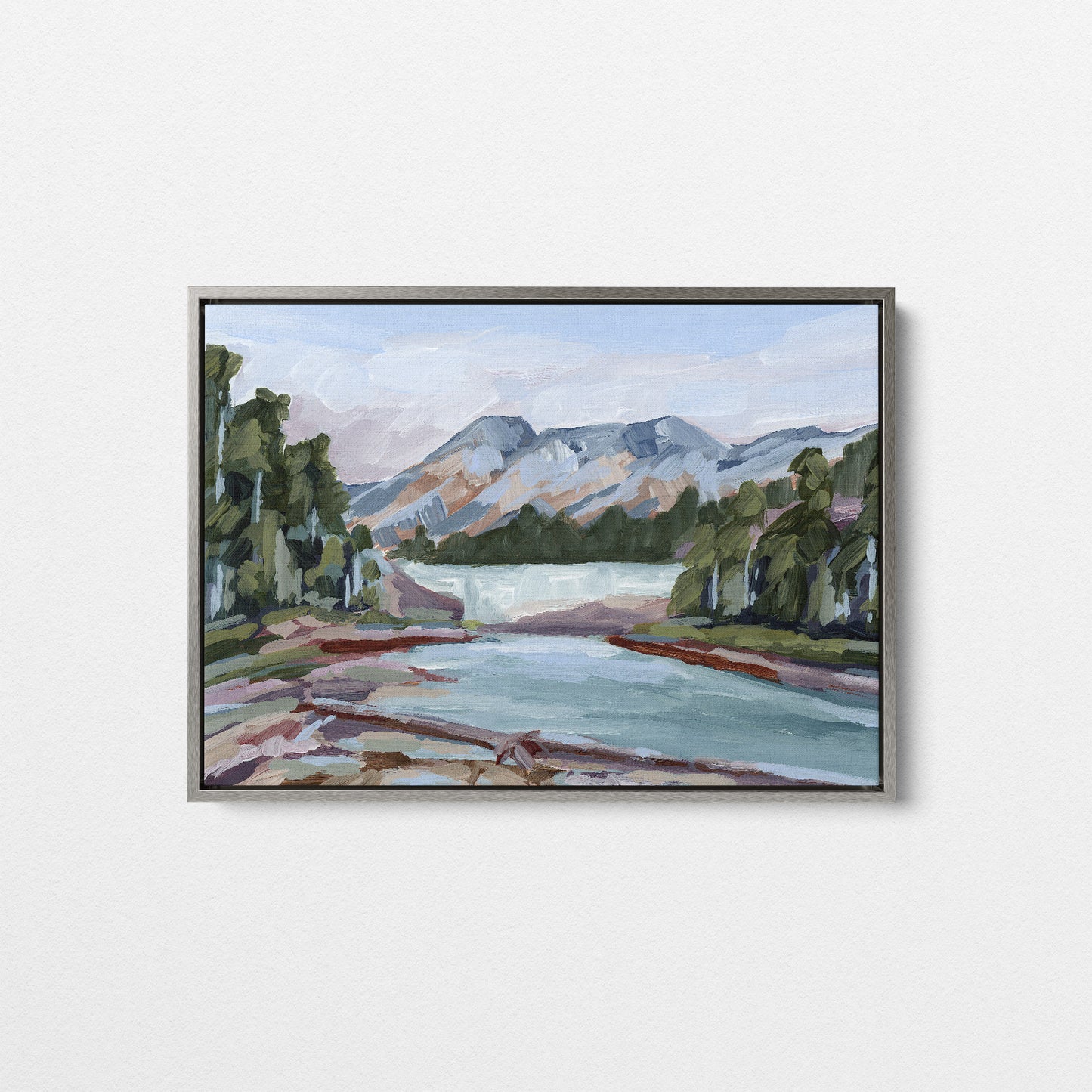 „Steinhüpfen“ – Kunstdruck auf Leinwand (20 x 25 cm) mit silbernem Rahmen || Endgültiger Verkauf