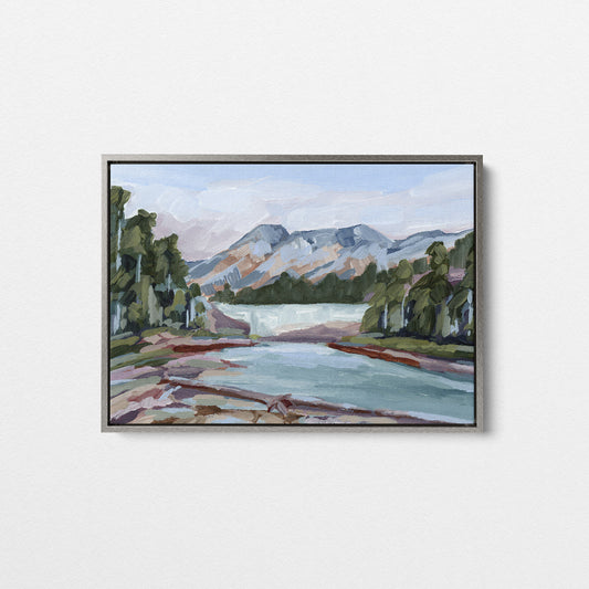 Impression sur toile tendue 8x10 « Jaugeage de pierres » avec cadre argenté || Vente finale